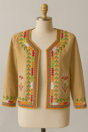 Veste de karako Berbère brodée beige