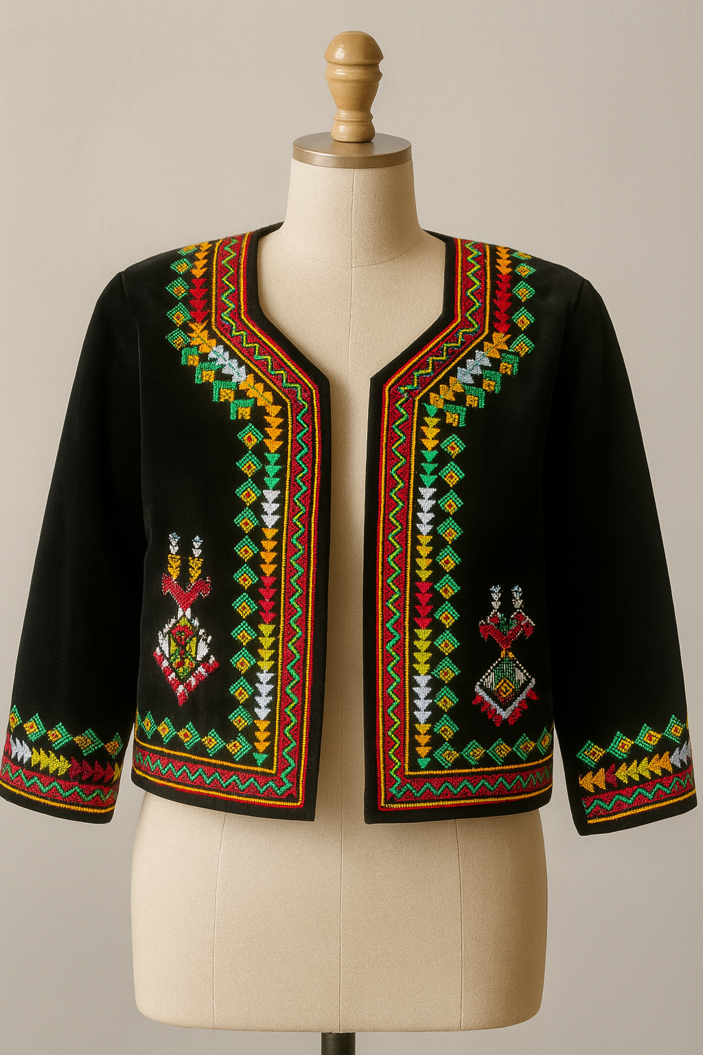 Veste de karako Berbère brodée noir