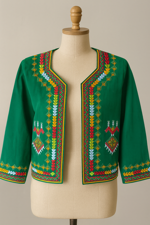 Veste de karako Berbère brodée verte
