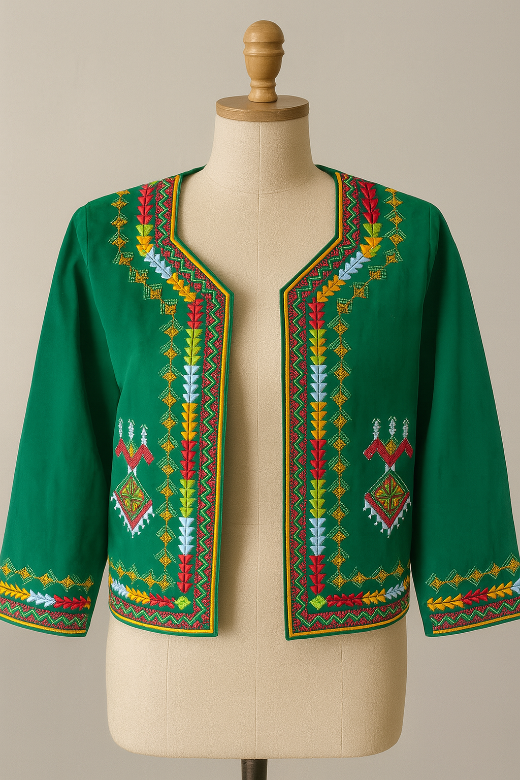 Veste de karako Berbère brodée verte